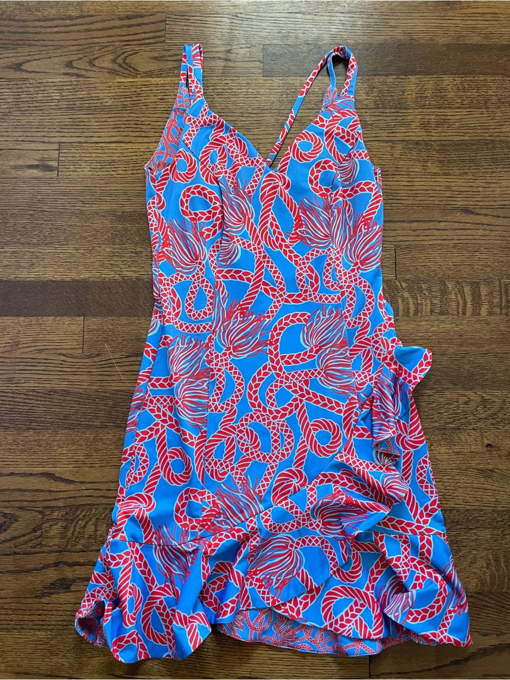 Gretchen Scott Designs Blue & Red Rope-Print Mini Dress